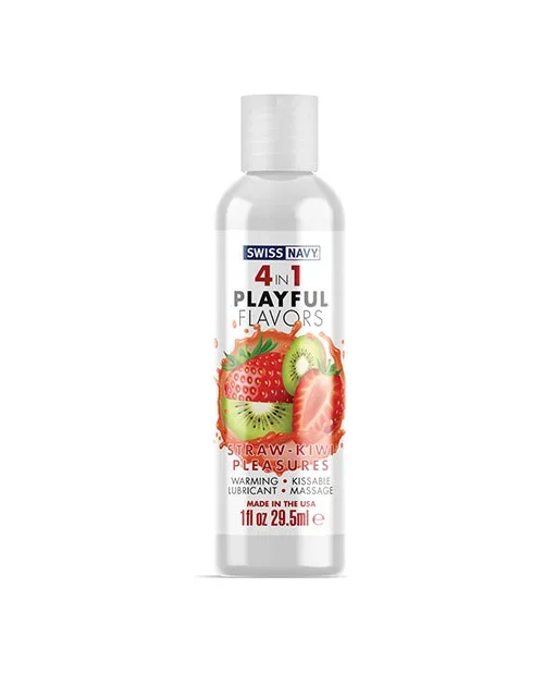 Swiss Navy 4 in 1 Playful Flavors Strawberry Kiwi Pleasure – 1 oz