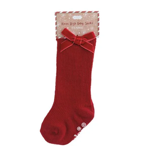 Tall Red Bow Socks 0-12 mo