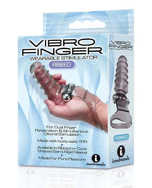 The 9’s VibroFinger Ribbed Finger Massager – Grey