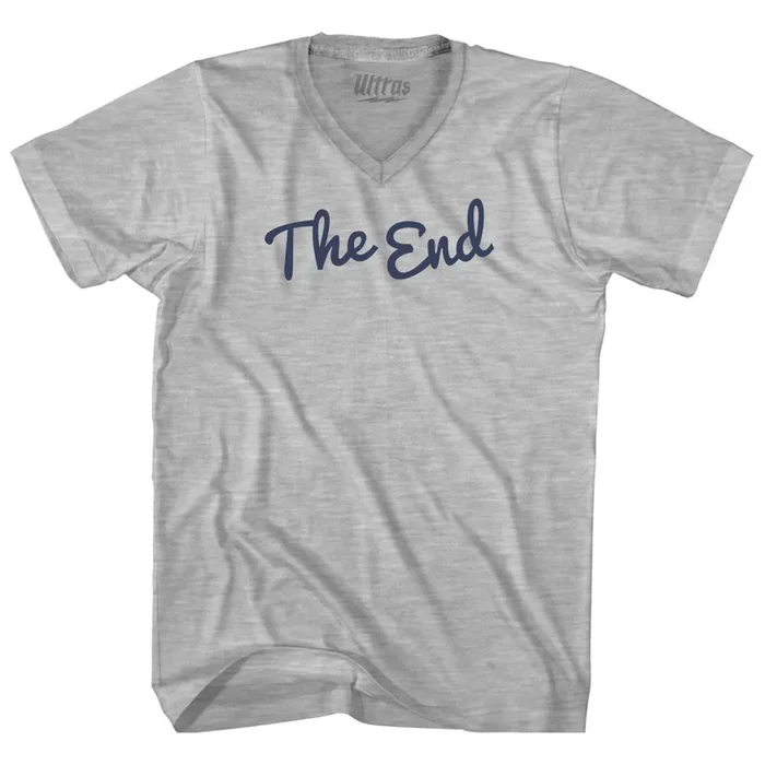 The End Cursive Adult Cotton V-neck T-shirt
