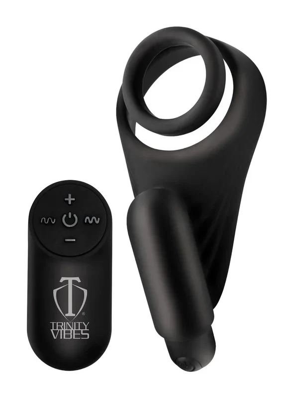 Trinity Men Silicone Rechargeable C-Ring with Vibrating Taint Stimulator and Remote Control