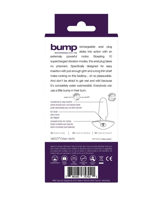 VeDO Bump Rechargeable Anal Vibe – Deep Purple
