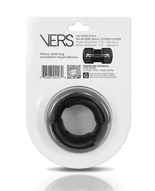 Vers Steel Weighted Ball Stretcher Black Silicone Encased Ring