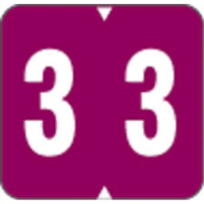 Vre Compatible 8860 Color Code Label Numeric “3” 1 1/4″ X 1 1/4″ Purple Permanent – 500 Per Roll