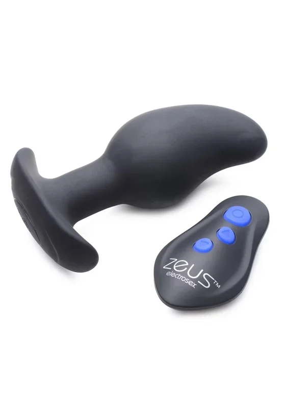 Zeus Vibrating and E-Stimulating Silicone Rechargeable Prostate Massager with Remote Control