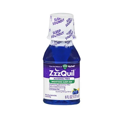 Zzzquil, Nighttime Sleep-Aid Liquid Alcohol Free Soothing Mango Berry, 6 Oz